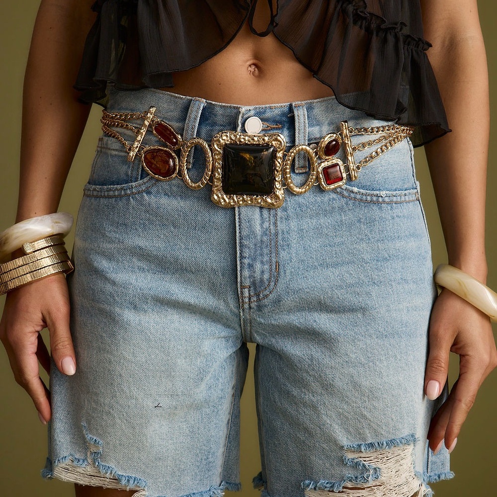 12th Tribe Soleil Statement Stone Gold Chain Belt